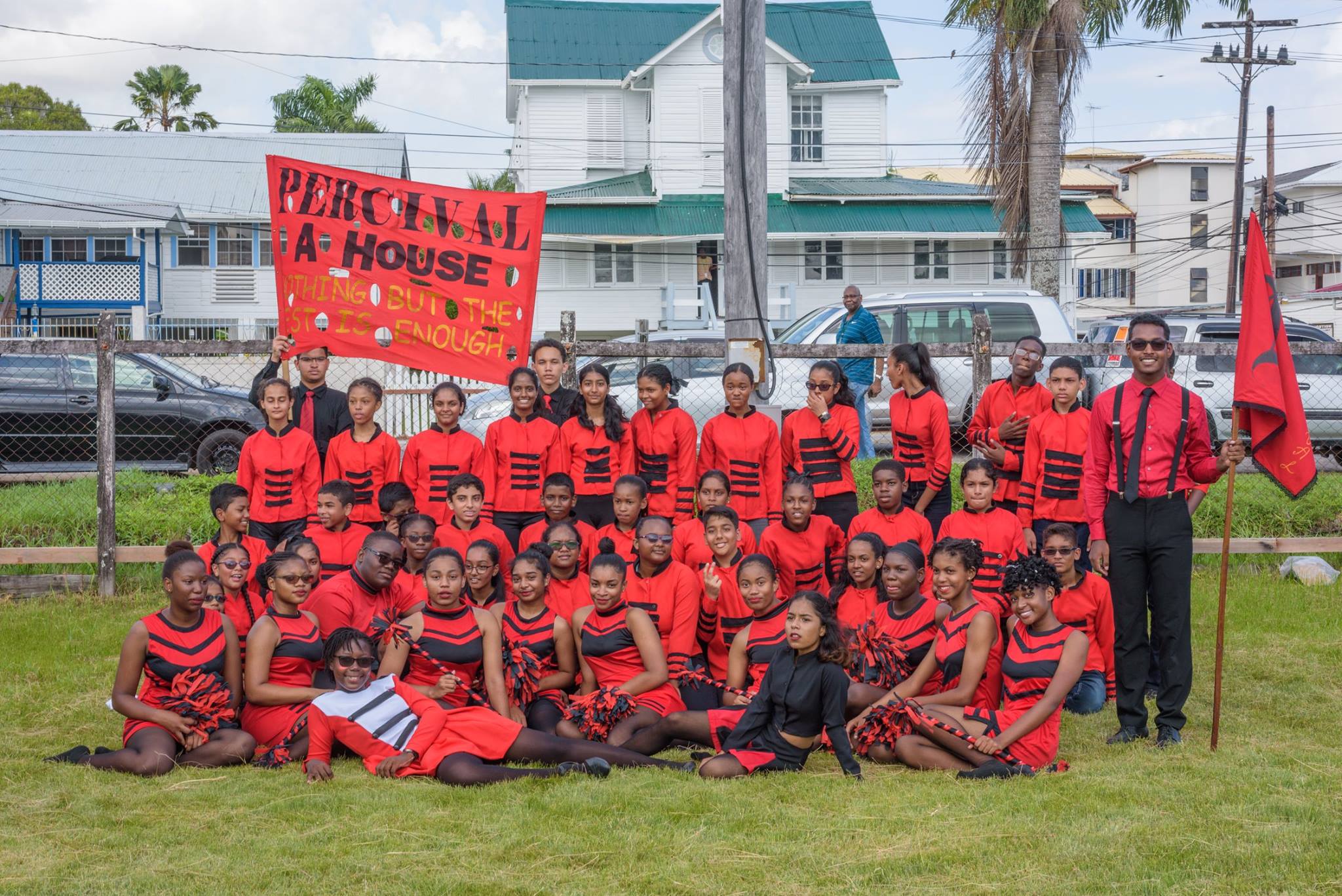 <strong></strong><br>Members of Percival or “A” House pose for a picture after the March Past.<br>Photo: <em>Lictor Live!</em>